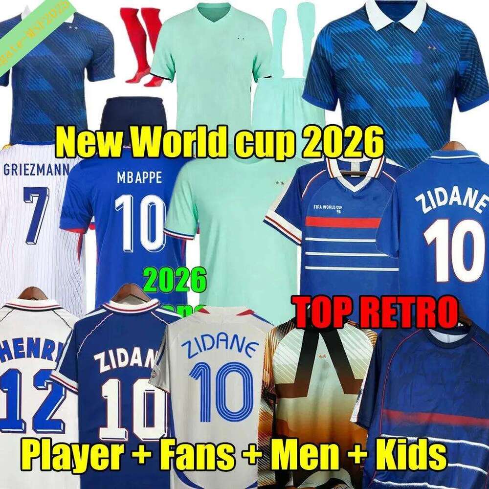 2026 world cup 1998 french Retro Soccer jerseys 1982 84 86 88 90 96 98 00 02 04 06 ZIDANE HENRY MAILLOT DE FOOT REZEGUET Football shirt french club Classic Vintage Jersey