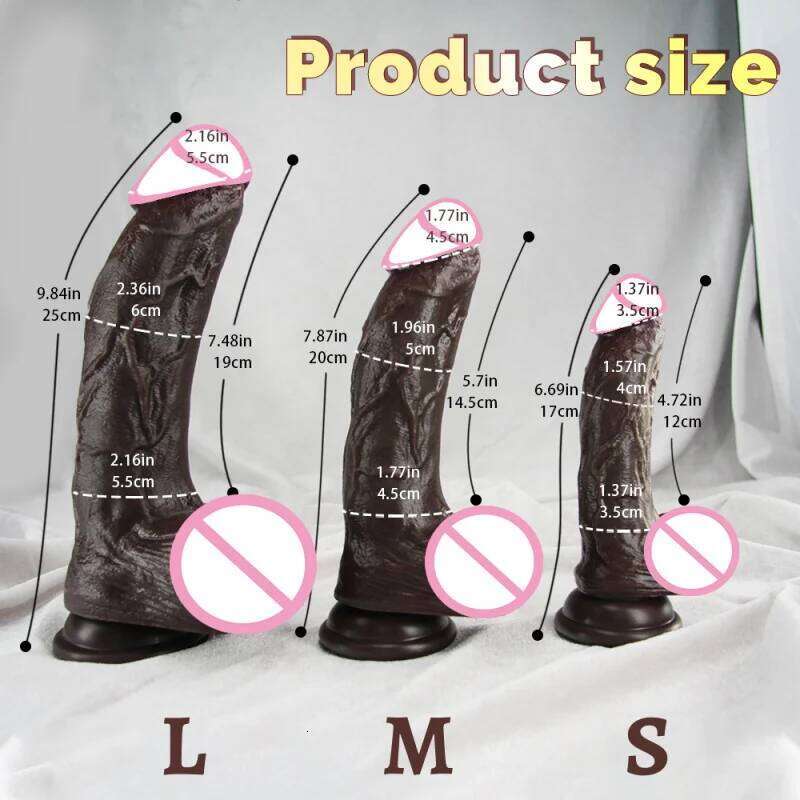 Simulated Black Lifelike Dildo Realistic Big Dick Cock Soft Silicone Penis Anal Plug Suction Cup Dildos For Women 26L0331