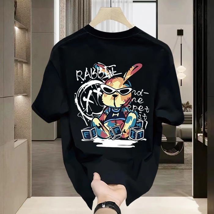 Summer New Arrivals Men's American Streetwear T-Shirts | 100% Cotton Rabbit Graphic Edgy Versatile Trendy Tops
