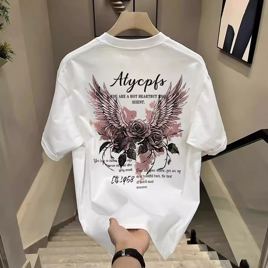 2026 New Arrivals Men's Heavyweight Cotton T-Shirts | American Streetwear Trendy Oversized Export Short Sleeve Tops