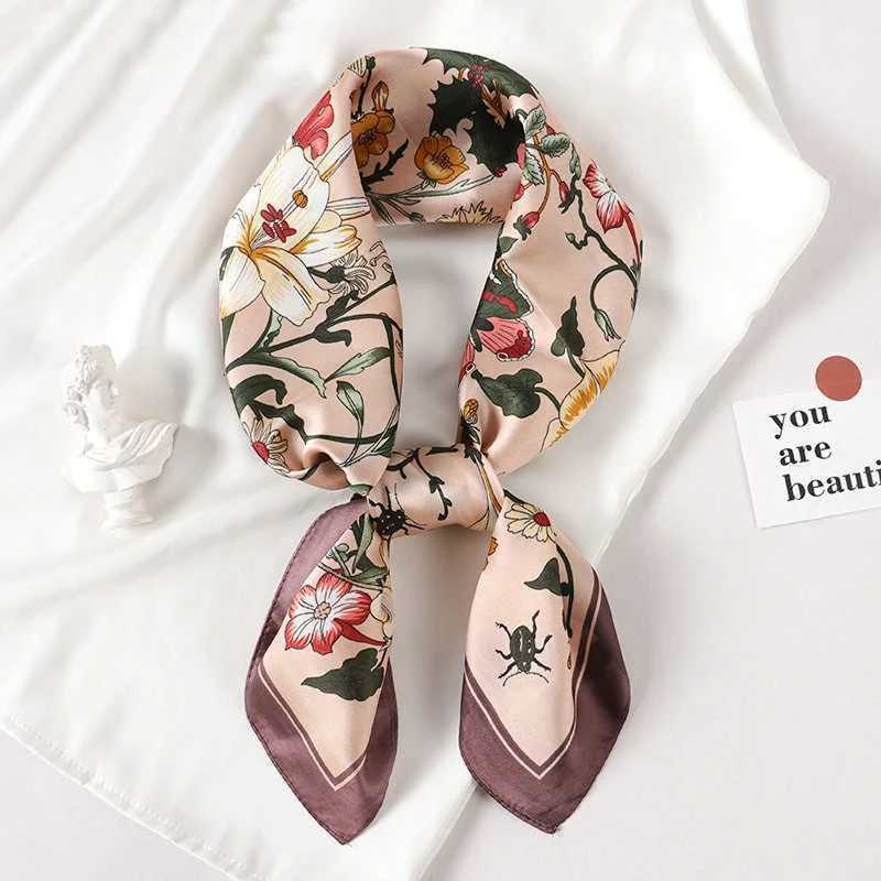 Luxury Brand Silk Square Scarf Women flower Neck Hair Tie Band Beach Hijab Kerchief Head Headbands Bandana Female Foulard 70cm H260331