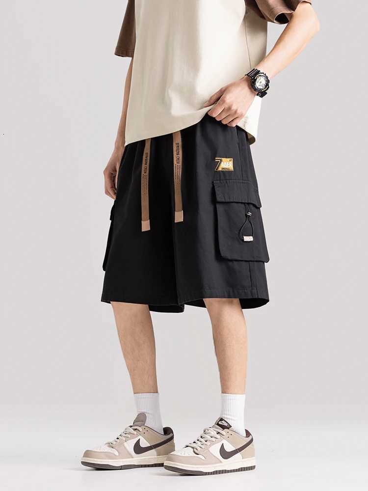 Summer Mens Cargo Shorts with 5 Pockets Lightweight Cotton Loose Fit Drawstring Casual Shorts Z260331