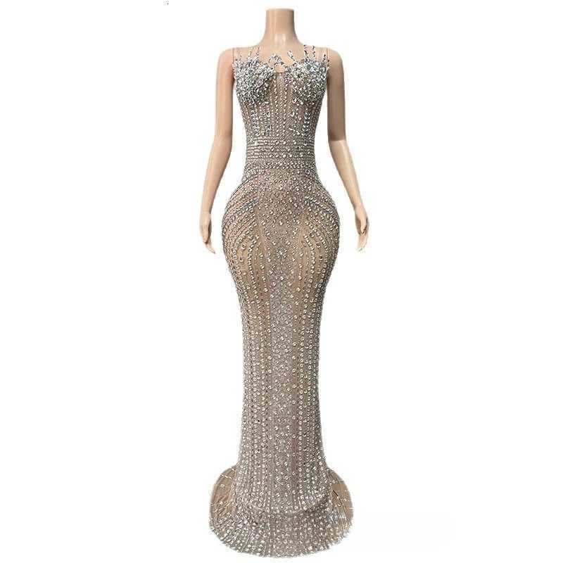 Elegant Mermaid Tube Top RhinESTone Shiny Evening Dress Important Occasion BirTHday Party Dress Model Catwalk Dress C260331