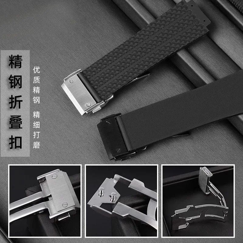 Watch Bands for HUBLOT BIG BANG Silicone 2519mm Waterproof Mens Strap Chain Accessories Rubber Bracelet Wristband 260318