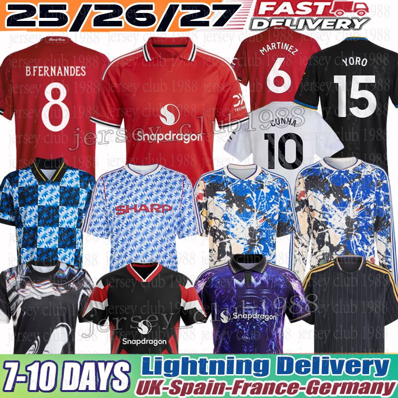 ManUnited soccer jersey Manchester football kit shirt UTDs United stone roses Special Red ZIRKZEE MBEUMO SESKO B. FERNANDES CUNHA CANTONA men kit