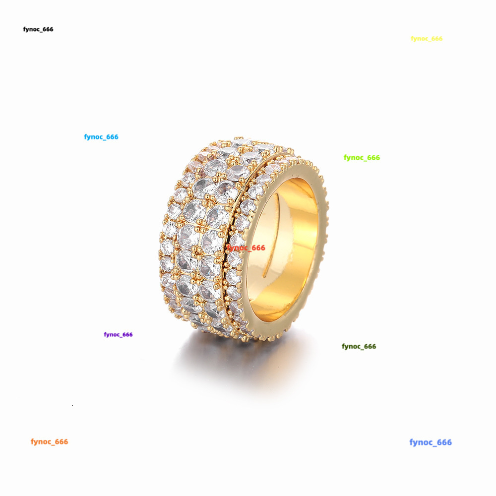 Sweet and cool style diamond-studded rotating ring geometric unisex moissanite trendy ring 2025 summer trendy brand jewelry and accessories
