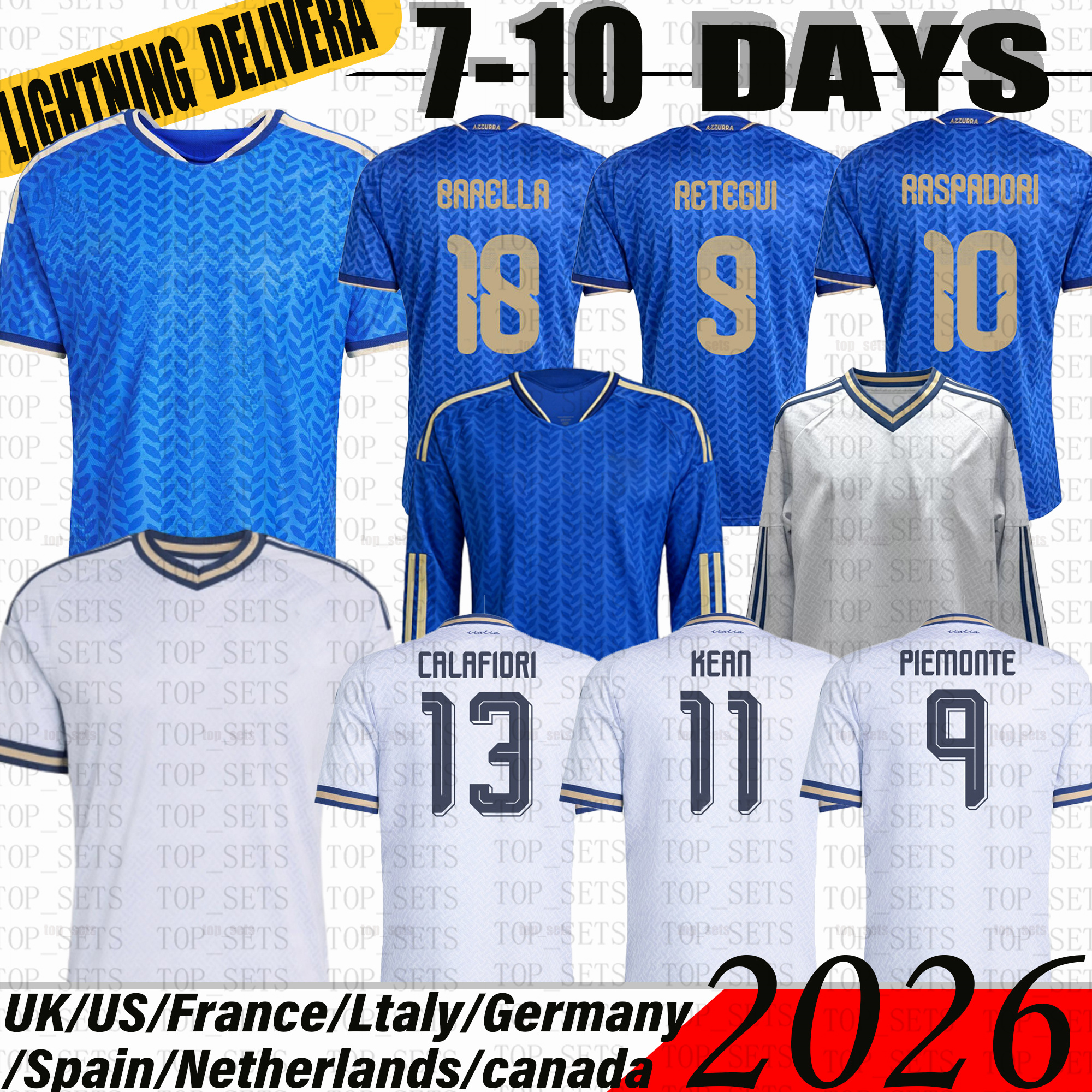 2026 Italy Jersey Tonali Frattesi DIMARCO Retegui maglia italia Soccer Jerseys Barella Dimarco Bastoni 26 27 Italy Football Shirt Men Kids Kit