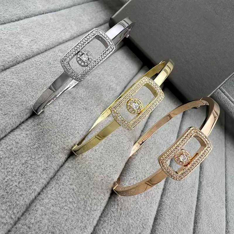 Luxury Full Diamond Meisiks Bracelet Classic Circular Sliding Cuff Bracelet Women's High Quality Stainless Steel Waterproof and Non Fading Designer Jewelry