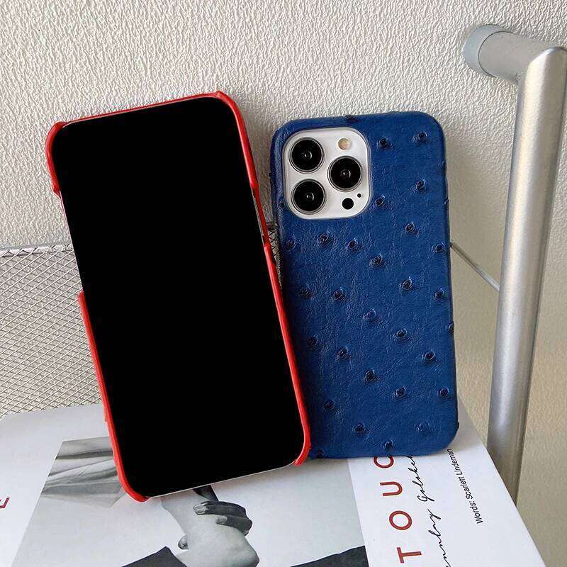 Luxury Ostrich Pattern Phone Case For iPhone Air 17 Pro 16 15 14 13 12 11 17Pro Max PU Leather Hard Shockproof Cover 26Y0316