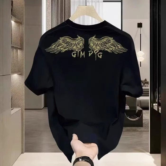 2026 Summer New Arrivals Unisex T-Shirts | Heavyweight Cotton Eagle Streetwear Wing Graphic Oversized Crew Neck Couple Tops