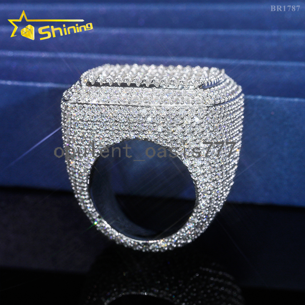 Luxury Style Ready to Ship Lab Diamond Jewelry Custom Ring Silver 925 Vvs Moissanite Iced Out Hip Hop Jewelry Mens Ring
