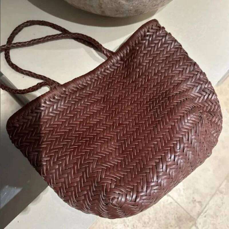 100% Natural Cowhide Weave Handbags Hand Designer Genuine Leather Female Totes Vintage Women's Cowskin Lady Large Shopping Bags Suotong260331 - view 4