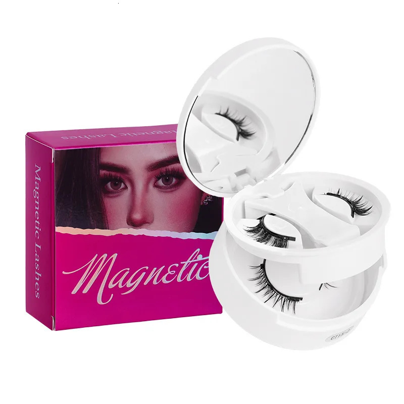 2 Pairs Magnetic Fake Eyelashes Set No Glue Needed Faux Lashes Reusable False Eyelashes with Magnetic Tweezers Makeup Tool 260330