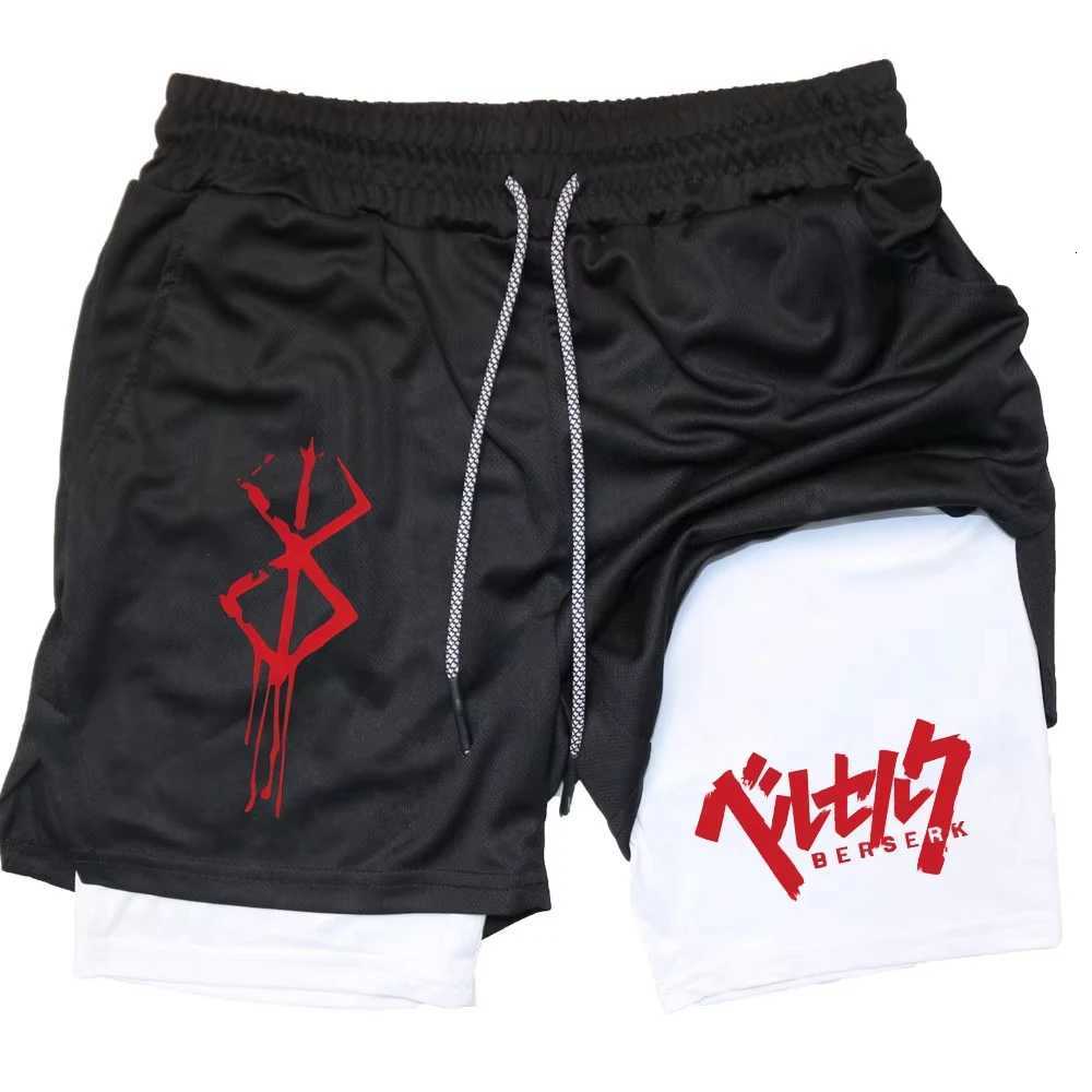 Anime Berserk Performance Shorts Men 2 in 1 Running Compression Shorts Training Gym Sportswear Workout Shorts wiTH PoCKets Z260331