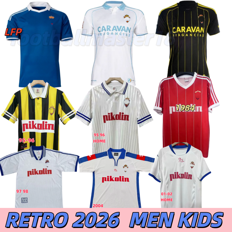 RETRO 2026 Real Zaragoza Soccer Jerseys FRANCHO RATON Men's/Kids' Kit 25, 26, 27 NARVAEZ ZAPATER BERMEJO Football Shirts S-4XL