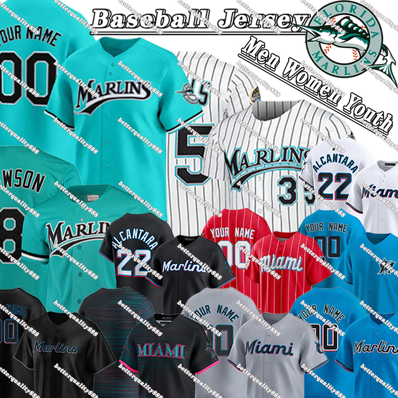 Miamis Marlins jersey 1 Connor Norby 7 Jesus Sanchez 22 Sandy Alcantara Albert Almora Jr. Matt Mervis Nick Fortes Xavier Edwards Baseball Jerseys
