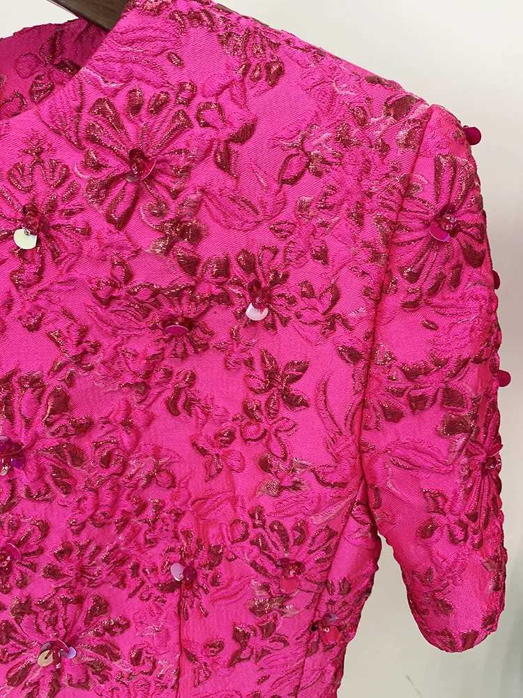 HIGH STREET Newest 2026 Designer Fashion Stylish Dress Womens Beaded Floral Jacquard Trimmed Dress C260331