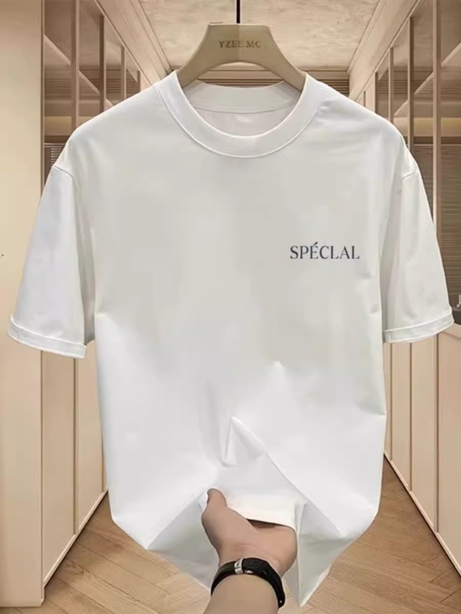 Summer Premium Viral Men's T-Shirts | American Letter Graphic 100% Cotton White Crew Neck Oversized Basic Tees