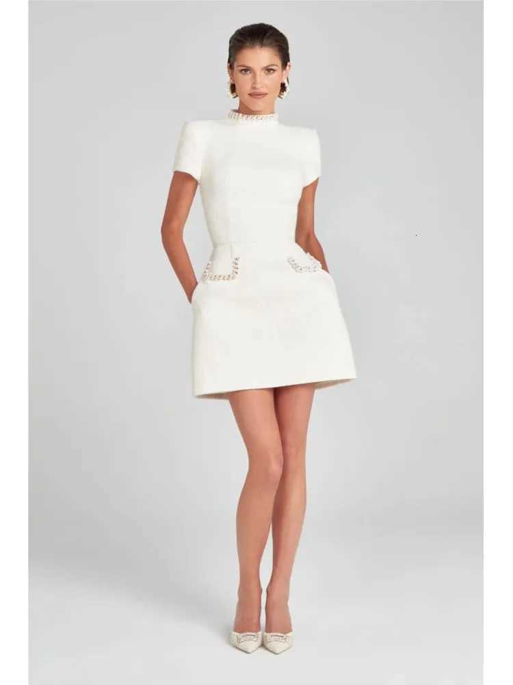 Temperament Xiaoxiangfeng A-Line Dresses Lady Elegant Slim Fit Y2k Short Sleeve Dress Retro O-Neck Patchwork Luxury New Vestidos C260331