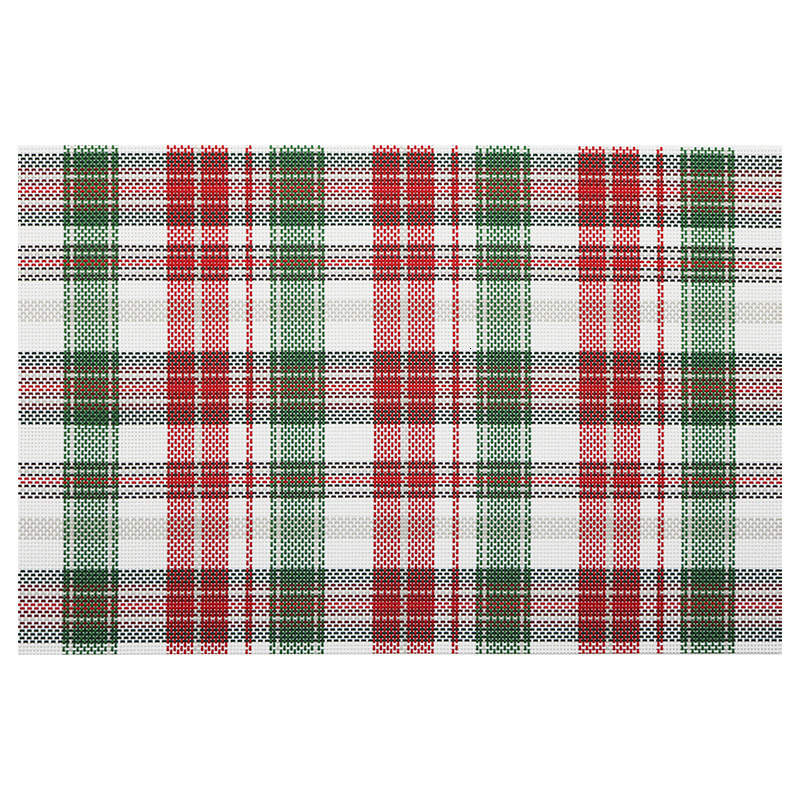 Placemats Red And Green Plaid Christmas Vintage Heat Insulating Oil Proof Household Western Table Mats