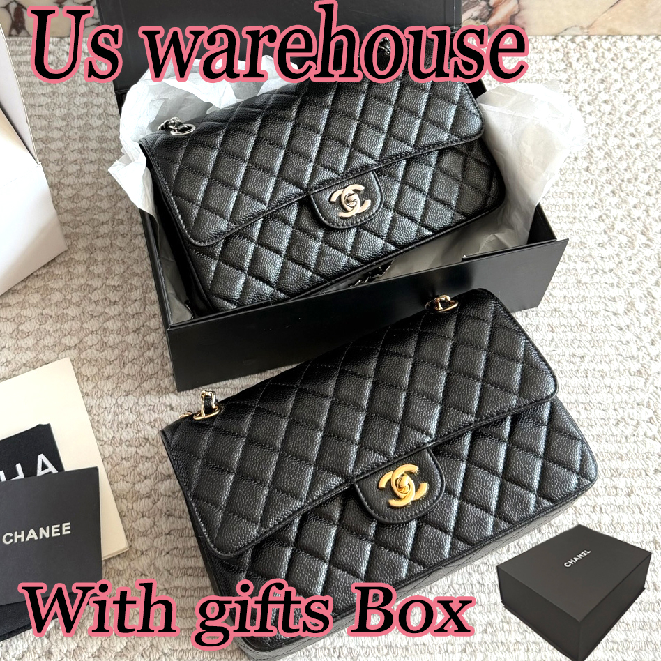 Designer CF bags Women's Shoulder Bag Luxury Classics Caviar High Quality Plaid Buckle Flap Handbag Silver Gold Chain Leather Metal Letter Gold Silver Color