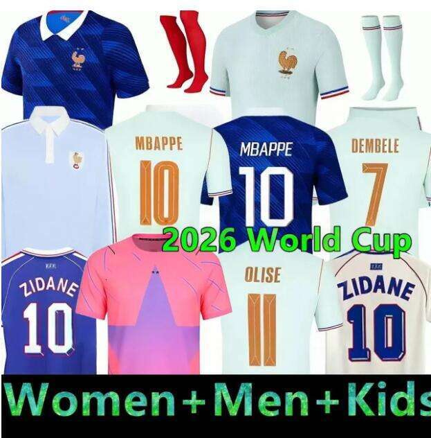 france jersey 2026 French Soccer Jerseys MBAPPE GIROUD DEMBELE EKITIKE Olise GRIEZMANN Kids Women retro Football tops Shirt maillot de foot ZIDANE 888888
