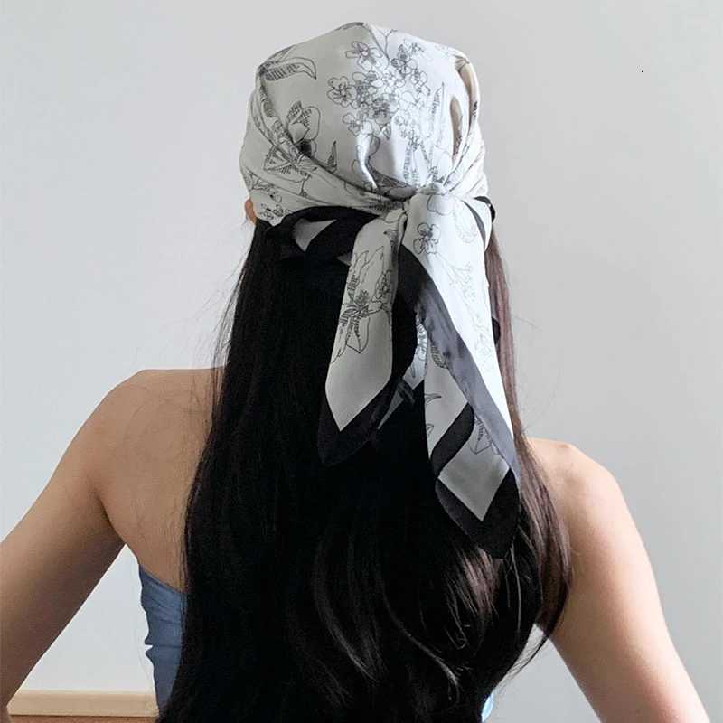 Luxury Brand Silk Square Scarf Women flower Neck Hair Tie Band Beach Hijab Kerchief Head Headbands Bandana Female Foulard 70cm H260331
