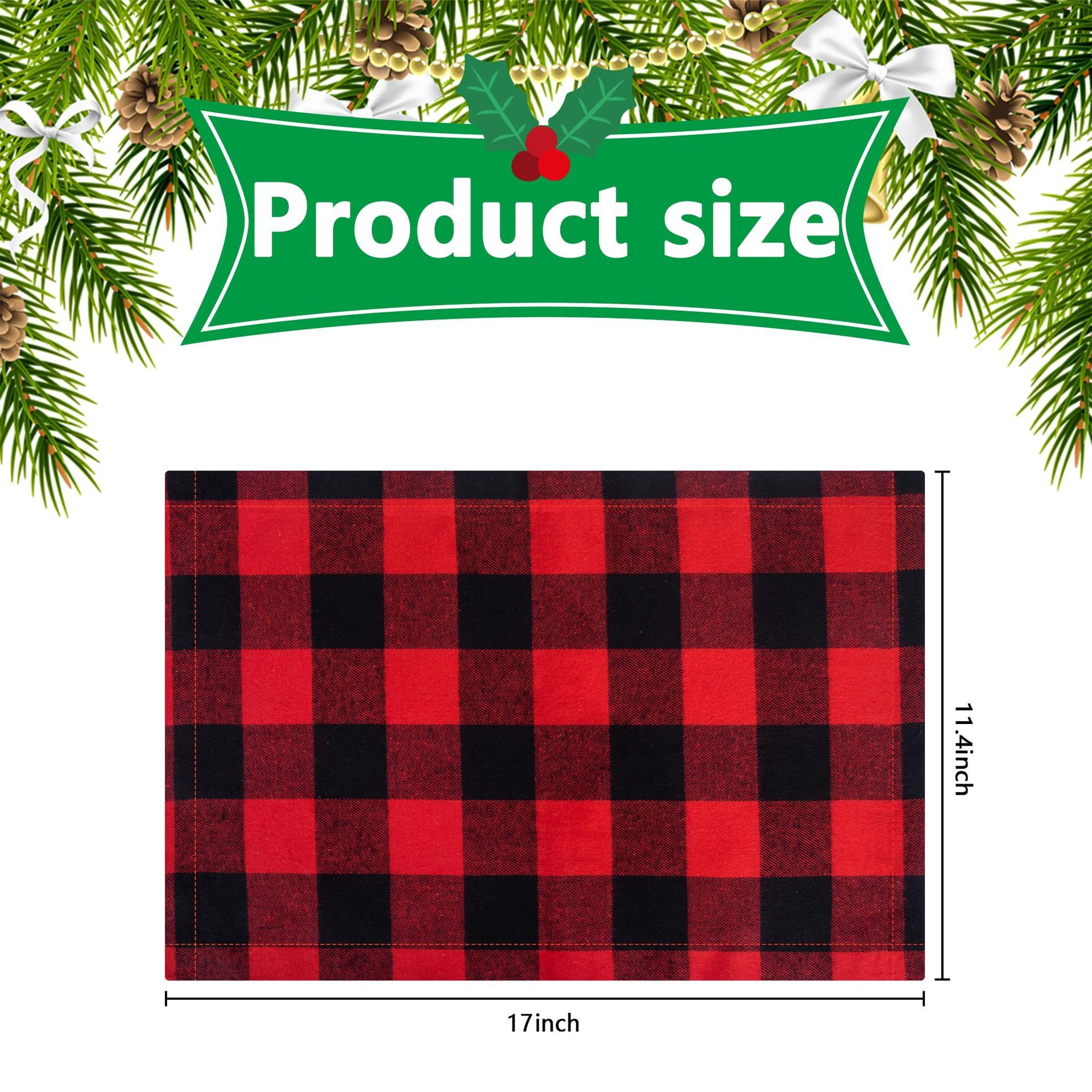 Holiday Placemats Red Black Checkered Classic Jacquard For Christmas Halloween Thanksgiving Linen Table Mats