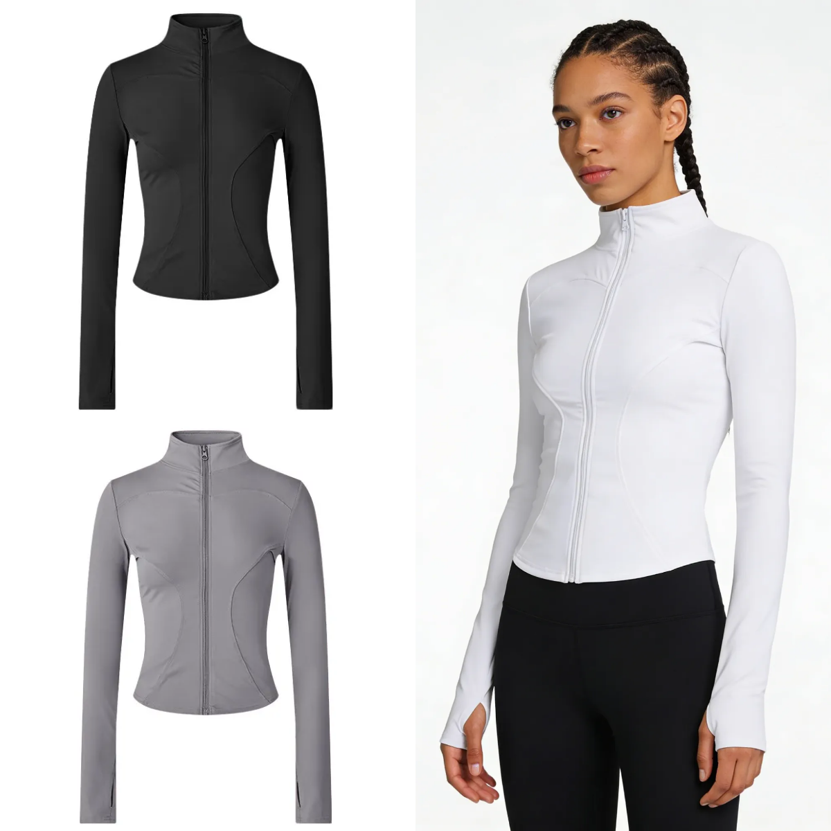 Women's Jackets Running Fitness Jacket Top Outdoor Sports Long Sleeved Women Slim Yoga Clothes Quick Dry Zipper Cardigan Stand Up Collar Jacket Size S-4XL