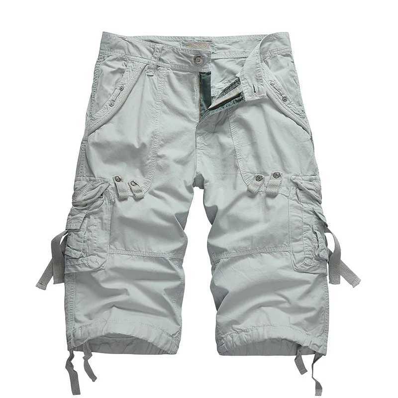 Summer Cargo Shorts Men Cotton Casual Outdoor Military Mens Shorts Multi-Pocket Fashion Calf-Length Pants Men Plus Size Z260331