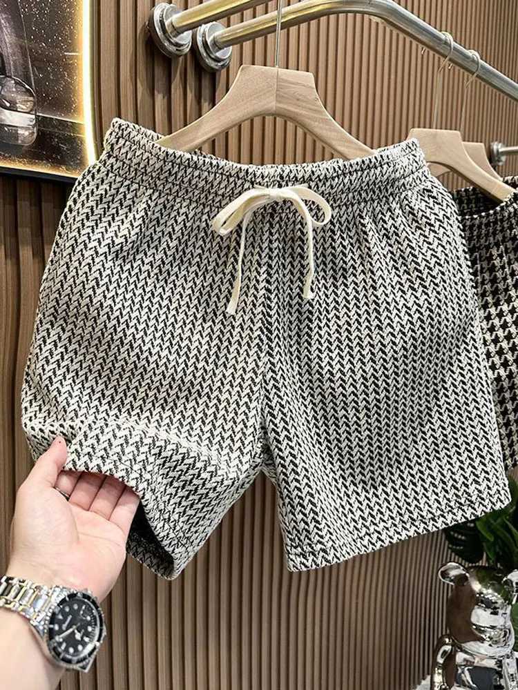 Houndstooth Casual Plaid Shorts Men Sport Loose Wide leg Gym Running Shorts Beach Baggy Board Cargo Shorts Male Z260331