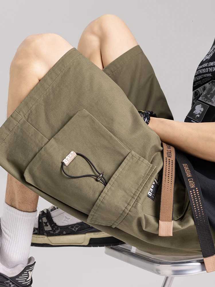 Summer Mens Cargo Shorts with 5 Pockets Lightweight Cotton Loose Fit Drawstring Casual Shorts Z260331