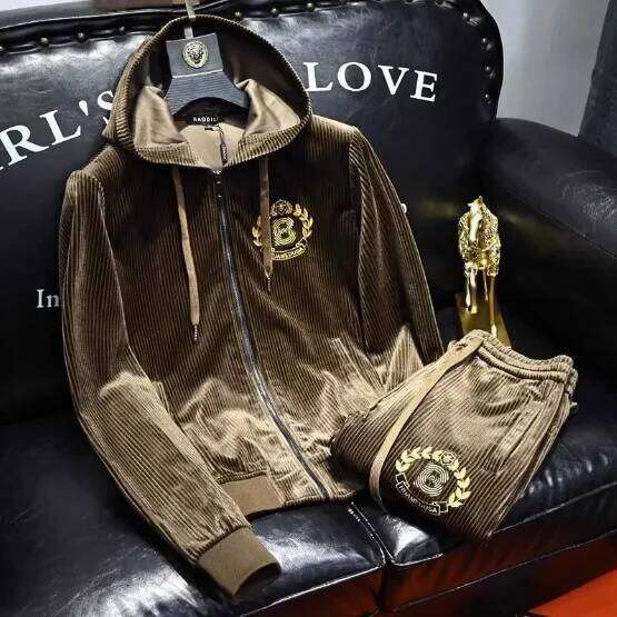 Clothing Autumn And Winter High Quality Fashion Brand Personalized Printing Casual Handsome Hooded Jacket Men's Suit
