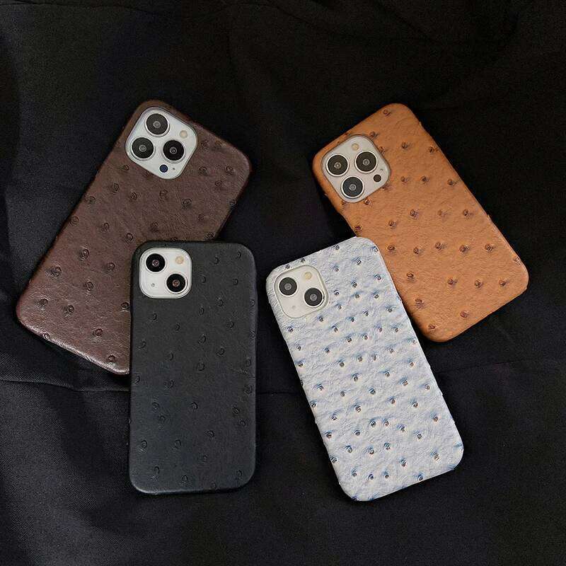 Luxury Ostrich Pattern Phone Case For iPhone Air 17 Pro 16 15 14 13 12 11 17Pro Max PU Leather Hard Shockproof Cover 26Y0316