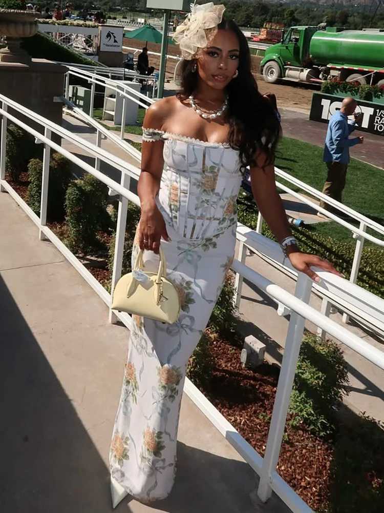 Mozision Vintage Print Sexy Maxi Dress Women Gown Summer Off-shoulder Sleeveless Backless Bodycon Club Party Long Dress Elegant C260331