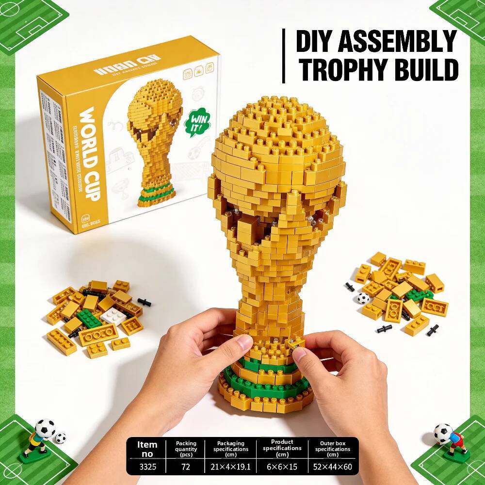 Bestseller World Cup Trophy Blocks Gift Box Set Football Fans Souvenir Ddmytues