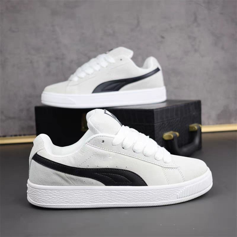 New suede thick soled low top sports shoes, classic lace up casual skateboarding shoes, thick soled suitable for streetwear and daily wear