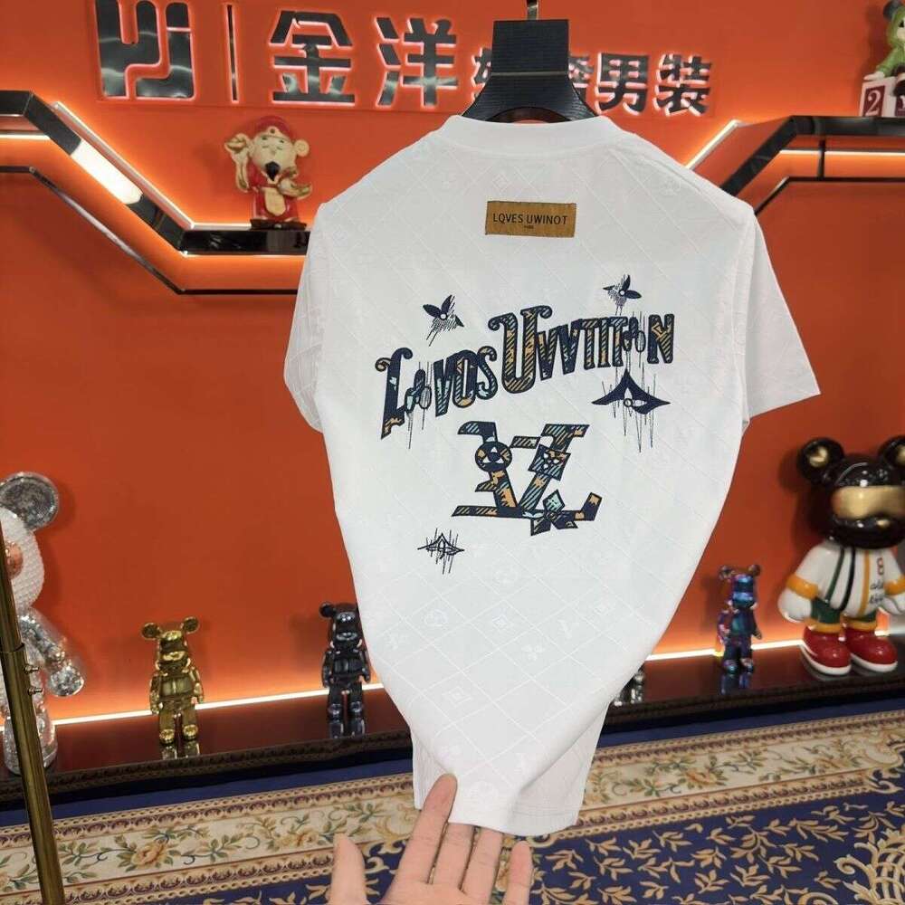 European Style 2026 New Summer High-End Embroidered Short-Sleeve T-Shirt For Men, Trendy Light Luxury Fashion Round-Neck Half-Sleeve Top Asia Size