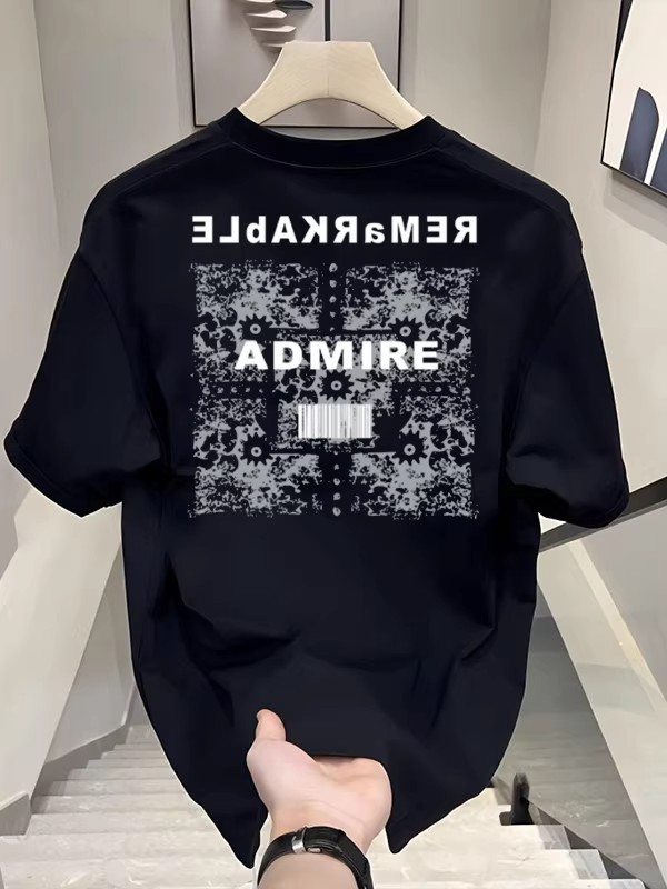 Summer Men's T-Shirts | Heavyweight Cotton American Streetwear Trendy Edgy Graphic Crew Neck Oversized Versatile Tops
