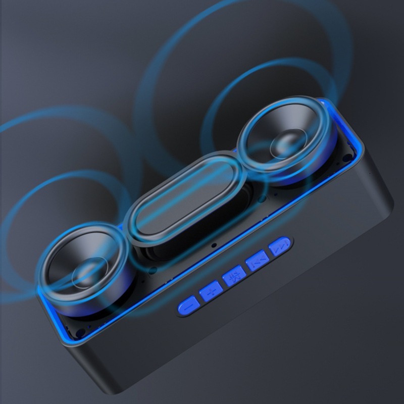 Powerful Wireless Bluetooth Speaker With Subwoofer High Volume Audio Blue Streamline Design For Outdoor Home And Car