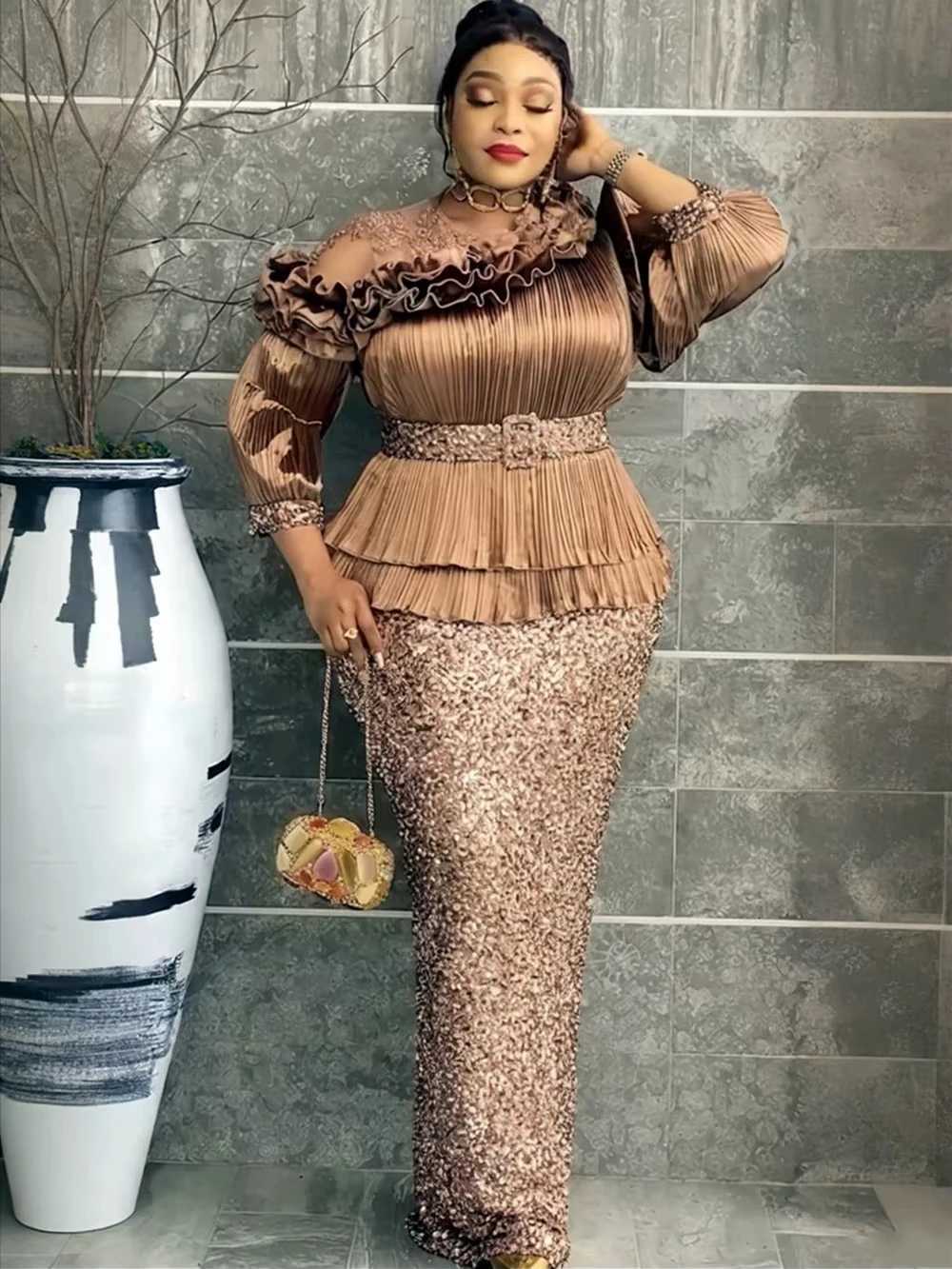 Party Evening Dresses Elegant Women Luxury Sequins Maxi Dress Long Kaftan Robes Africa Clothes Birthday Wedding Prom Ladies Gown C260331