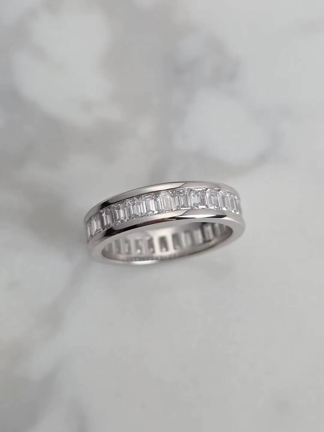 Customizable Mens/Unisex 925 Silver for Certified Hip Hop Rapper Bust Ring Prong Set Moissanite Baguette Diamond Wedding ring - view 3