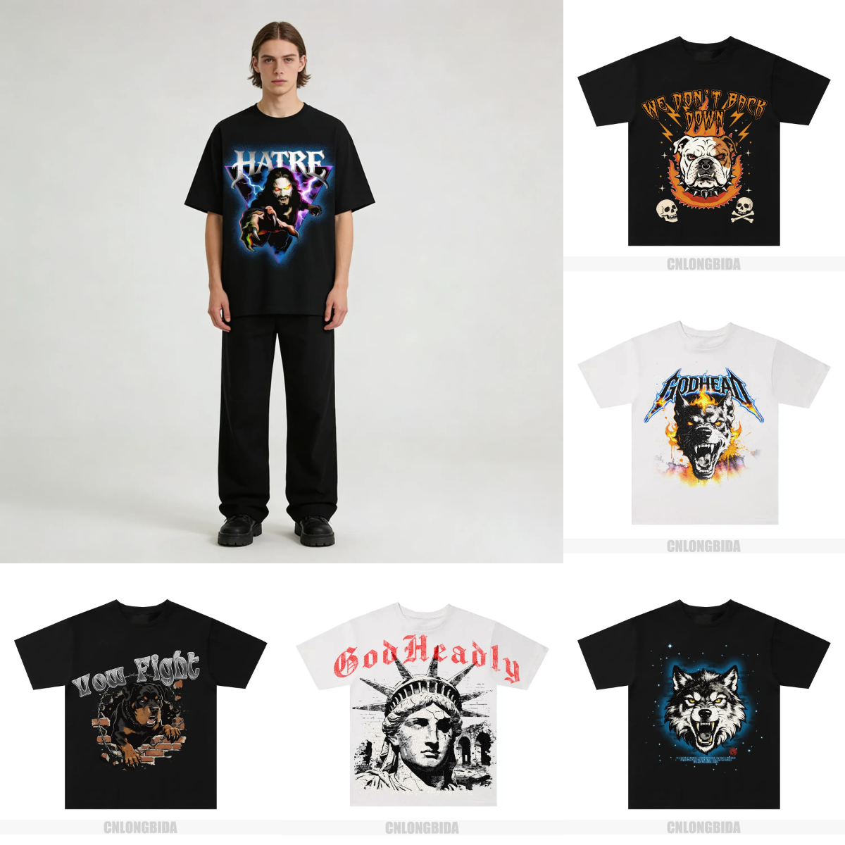 Men's T-Shirts Summer Trendy Brand Printed Pure Cotton Boy Short-sleeved T-shirt Summer New Round Neck T-shirt Versatile Mens Tops