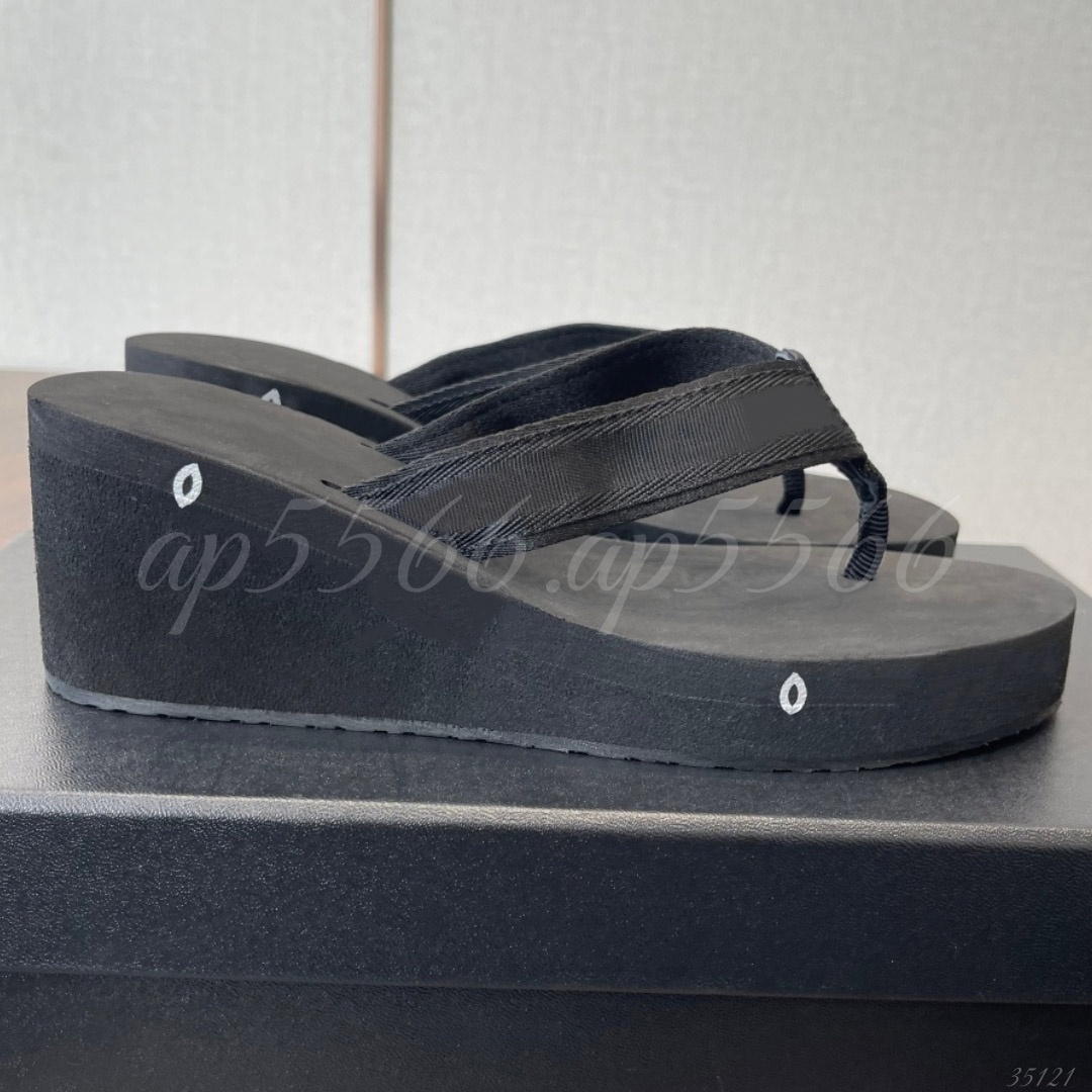 Wedge Heel Flip Flops, Platform Thong Sandals with Woven Strap for Beach & Casual Summer Wear