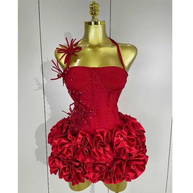 New Women Sexy Elegant Fashion latin dance Prom Gown Celebrity Club Two Piece Set Luxury Birthday Party Red Black Bandage Outfit C260331