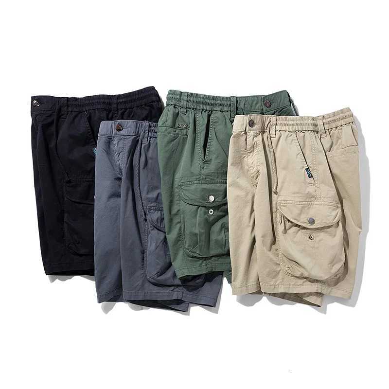 Summer Men Cargo Cotton Shorts Pants Mens Clothing Elastic Waist Casual Solid Beach Jogger Multi Pocket Shorts Male 40 Z260331