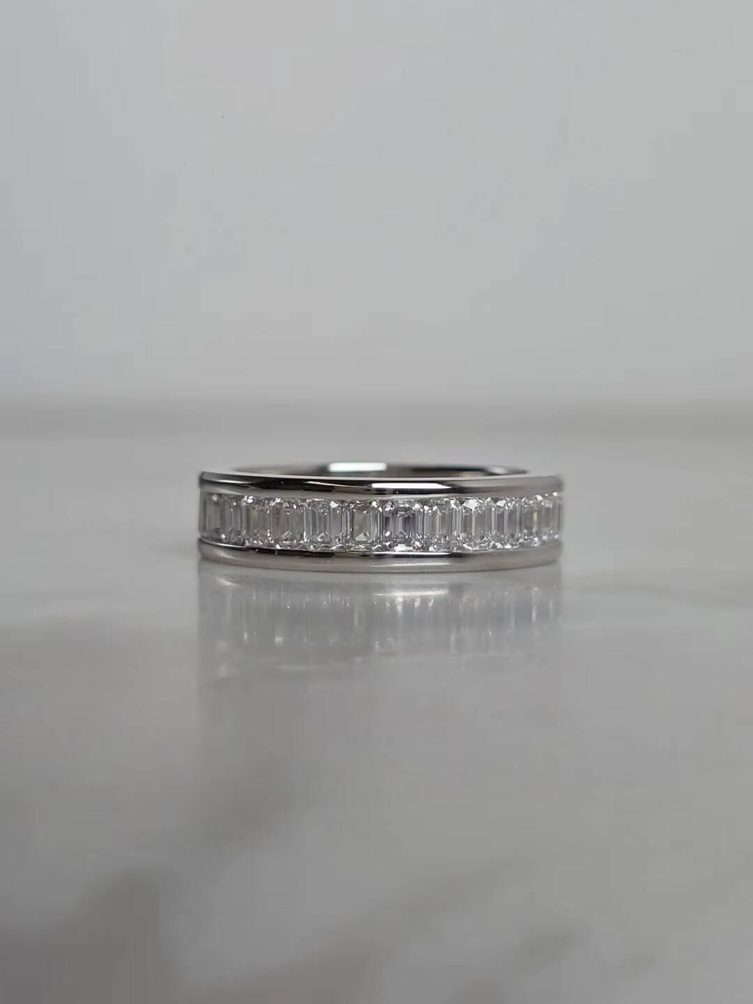 Customizable Mens/Unisex 925 Silver for Certified Hip Hop Rapper Bust Ring Prong Set Moissanite Baguette Diamond Wedding ring - view 4
