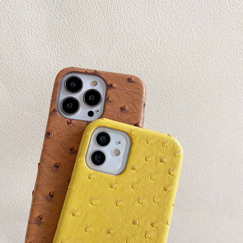 Luxury Ostrich Pattern Phone Case For iPhone Air 17 Pro 16 15 14 13 12 11 17Pro Max PU Leather Hard Shockproof Cover 26Y0316
