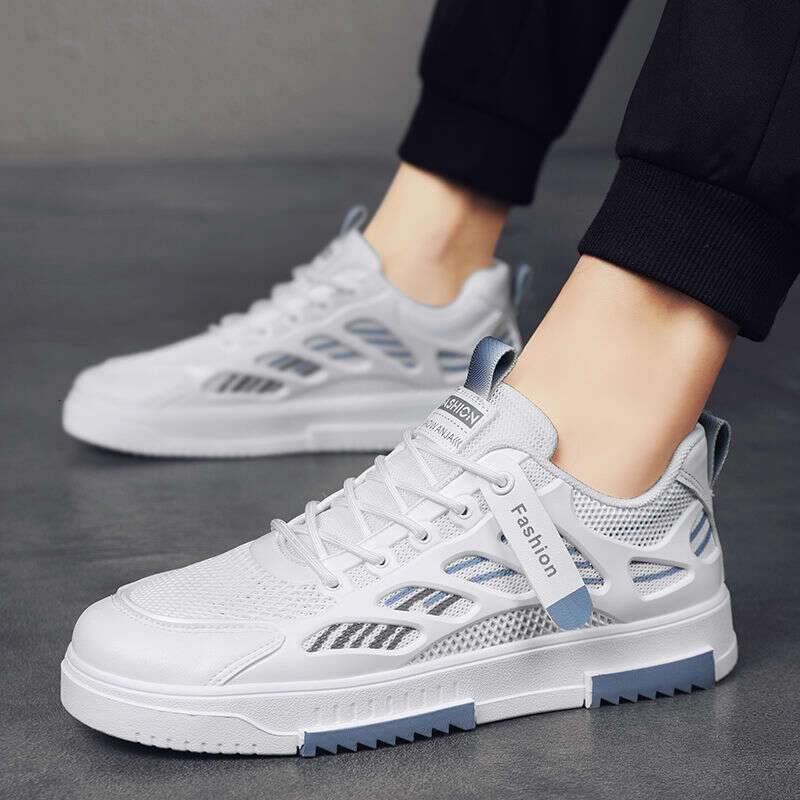 Versatile White Sneakers 2024 Summer New Breathable Mesh Men's Student Sports Casual Board Trendy Shoes