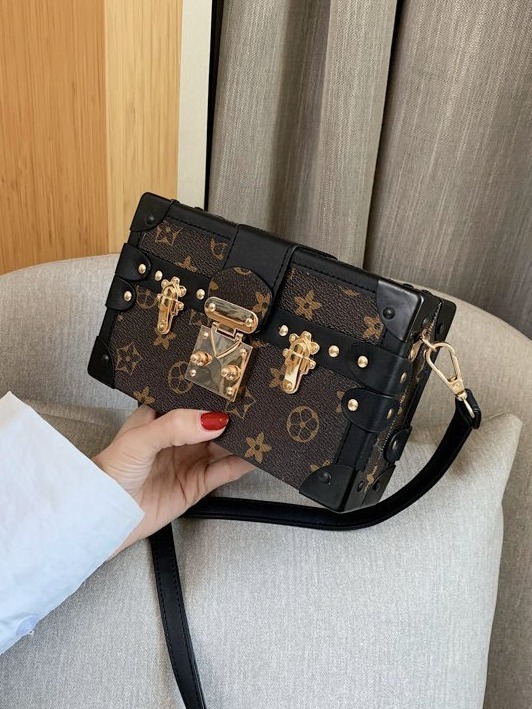 Vintage Print Women's Box High-Value New Light Luxury Niche Makeup Small Square Single Shoulder Crossbody Bag